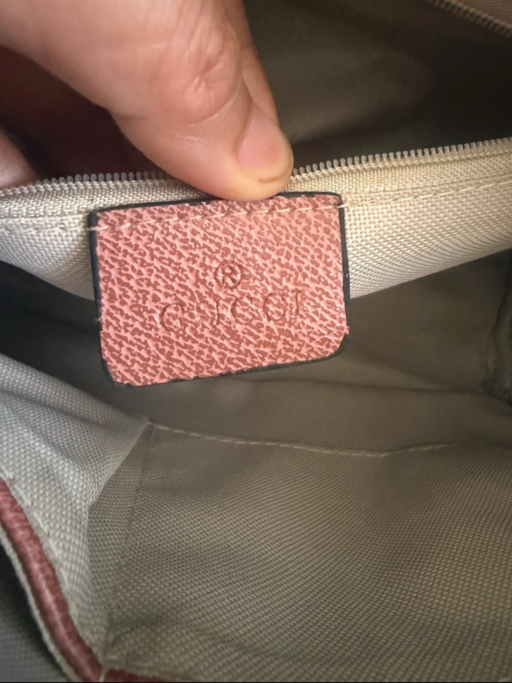 Gucci Brown Monogram Satchel with Pink Trim and Green-Red Web - Picture 7 of 7